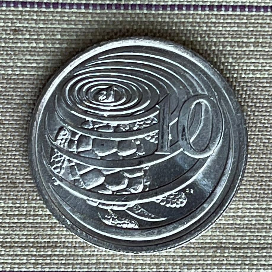 Sea Turtle Surfacing 10 Cents Cayman Islands Authentic Coin Money for Jewelry and Craft Making (Las Tortugas) (Green Sea Turtle)