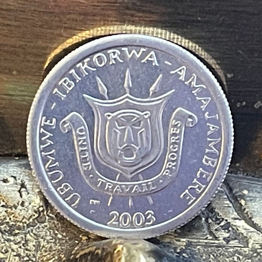 Roaring Lion & Spears 1 Franc Burundi Authentic Coin Money for Jewelry and Craft Making