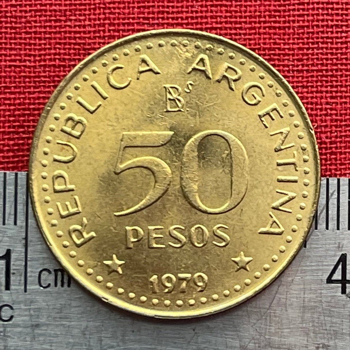 Cavalry Rider Conquest of Patagonia Desert 50 Pesos Argentina Authentic Coin Money for Jewelry (1979) (Desert Conquest) (Horseback)