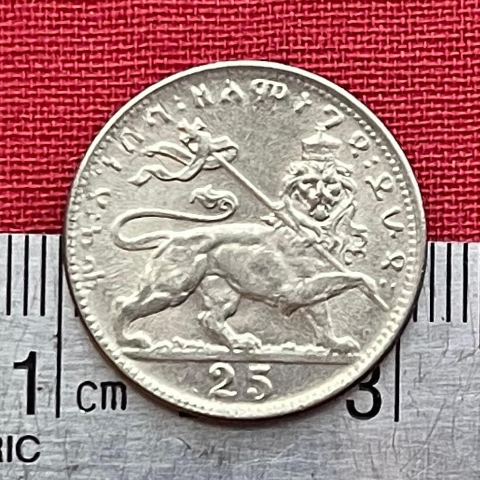 Emperor Haile Selassie & Lion of Judah 25 Matonas Ethiopia Authentic Coin Money for Jewelry and Craft Making (1931) (Rastafarian)