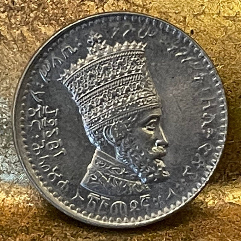 Lion of Judah & Emperor Haile Selassie 25 Matonas Ethiopia Authentic Coin Charm for Jewelry and Craft Making (1931) (Rastafarian) (Aslan)