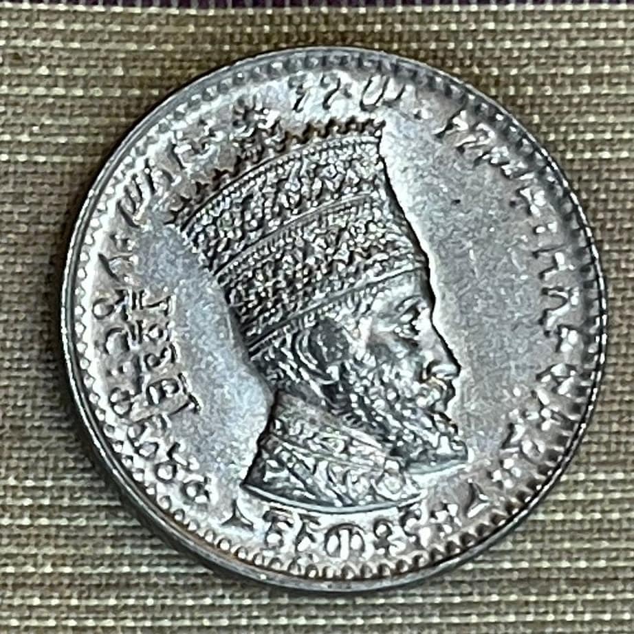 Emperor Haile Selassie & Lion of Judah 25 Matonas Ethiopia Authentic Coin Money for Jewelry and Craft Making (1931) (Rastafarian)