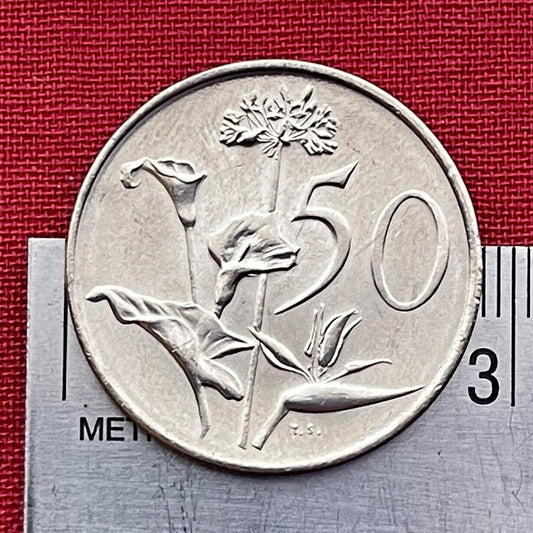 Calla Lily, African Lily, Bird of Paradise Flower 50 Cents South Africa Authentic Coin Money for Jewelry (Arum Lily) (Crane Flower)