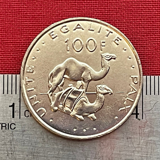Dromedary Camels & Jile Daggers of Afar and Issa Tribes Djibouti 100 Francs Authentic Coin Money for Jewelry (Unity Equality Peace)