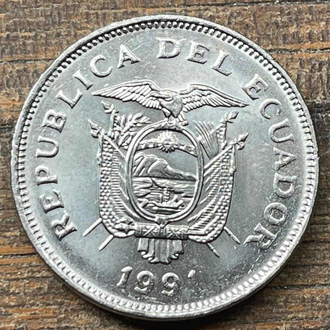 Monument to the Equator 20 Sucres Ecuador Authentic Coin Money for Jewelry and Craft Making (Middle of the World City) (Mitad del Mundo)