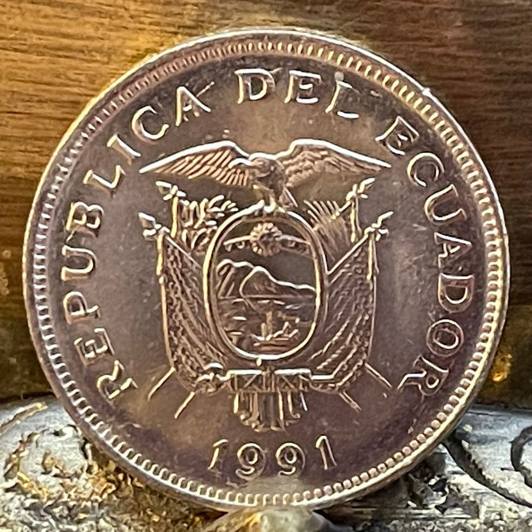 Monument to the Equator 20 Sucres Ecuador Authentic Coin Money for Jewelry and Craft Making (Middle of the World City) (Mitad del Mundo)