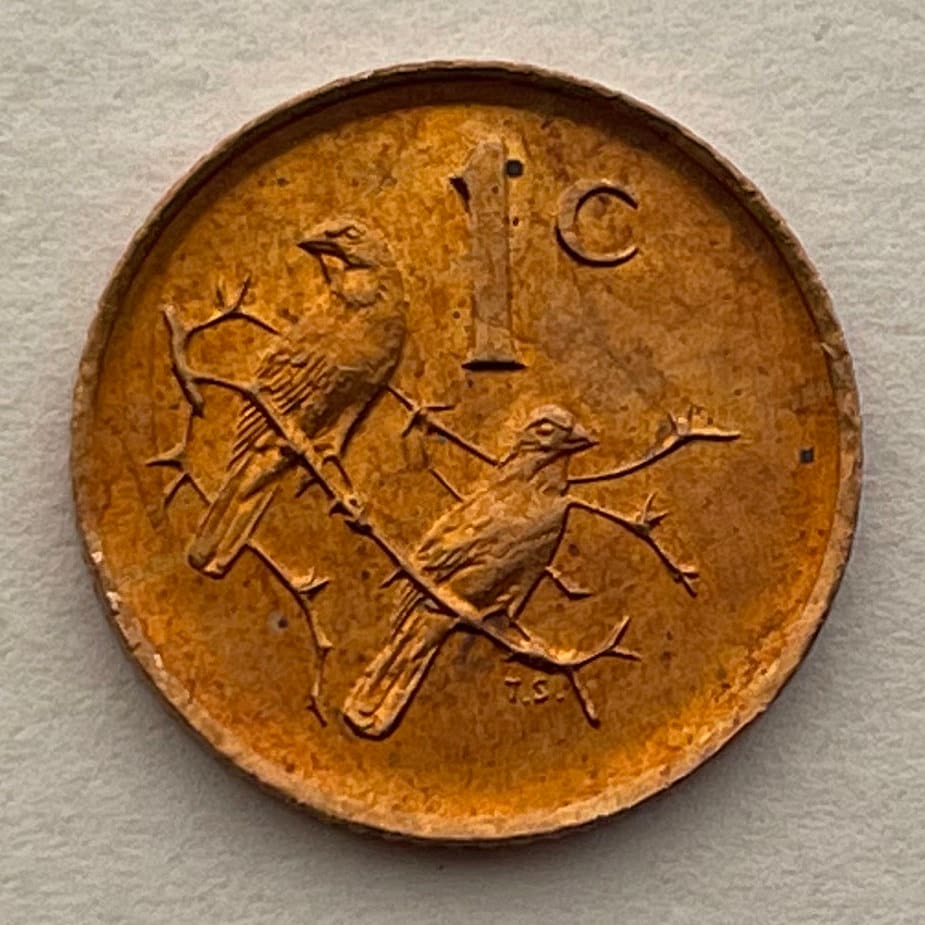 Cape Sparrows 1 Cent South Africa Authentic Coin Money for Jewelry and Craft Making