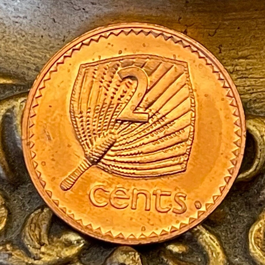 Palm Fan Umbrella 2 Cents Fiji Authentic Coin Money for Jewelry and Craft Making (Iri masei) (Ai viu) (Fiji Fan Palm)