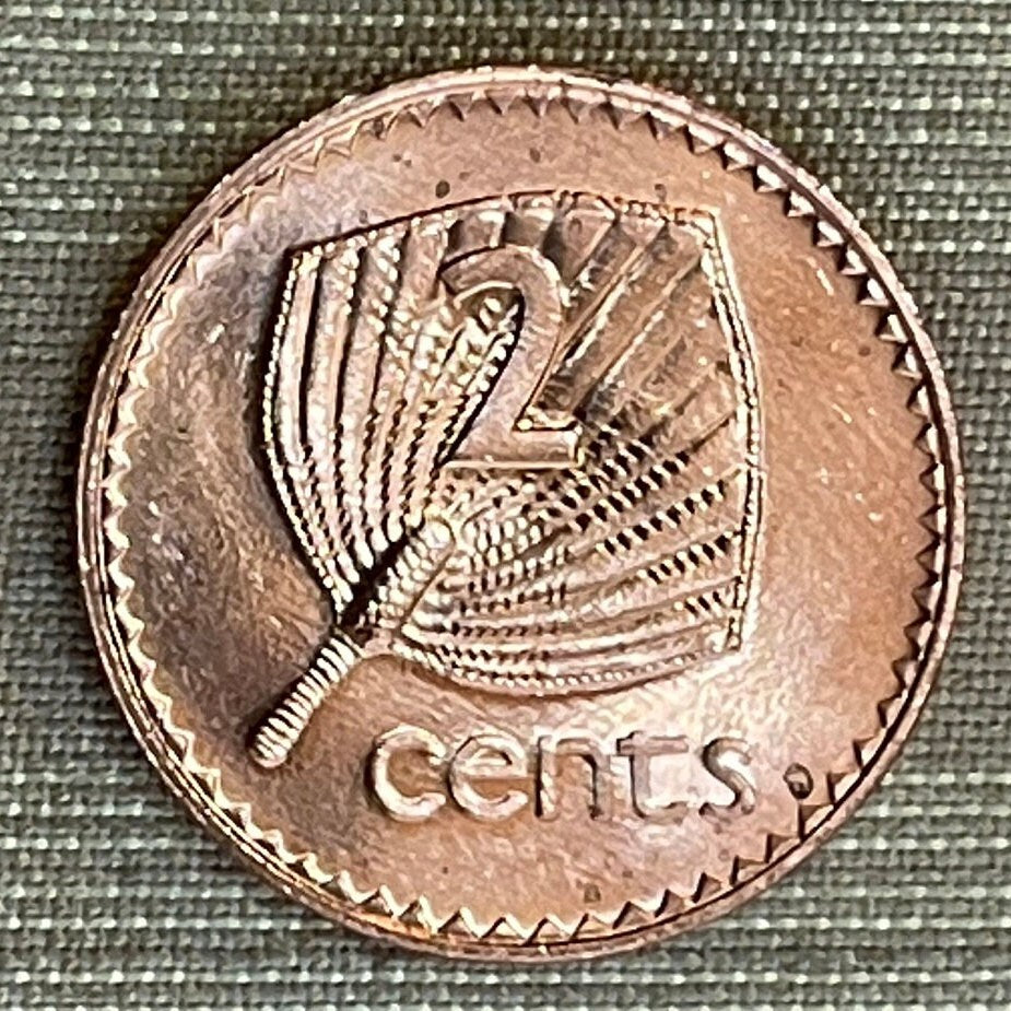 Palm Fan Umbrella 2 Cents Fiji Authentic Coin Money for Jewelry and Craft Making (Iri masei) (Ai viu) (Fiji Fan Palm)