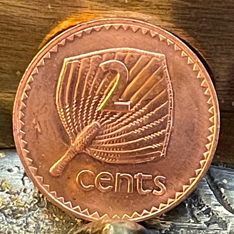 Palm Fan Umbrella 2 Cents Fiji Authentic Coin Money for Jewelry and Craft Making (Iri masei) (Ai viu) (Fiji Fan Palm)
