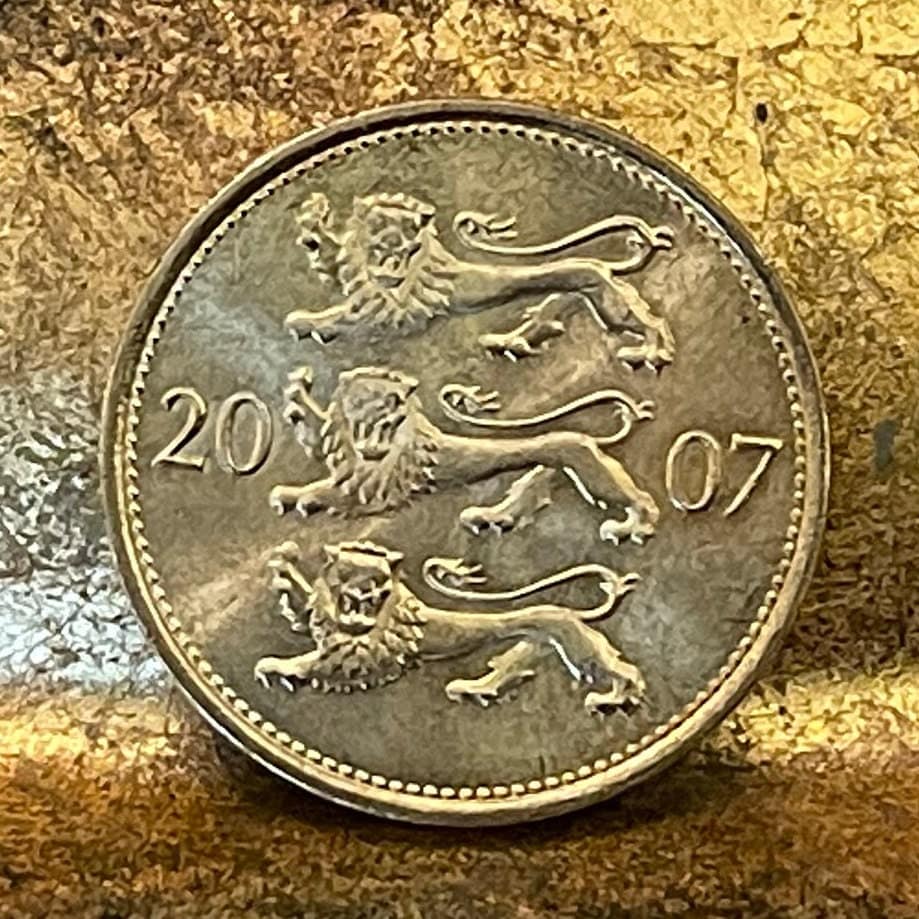 Three Estonia Lions Passant Gardant 50 Senti Authentic Coin Money for Jewelry and Craft Making