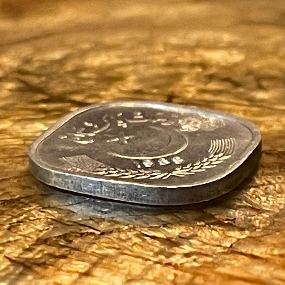 Star and Crescent 5 Paisa Pakistan Authentic Coin Money for Jewelry and Craft Making (Sugar Cane)