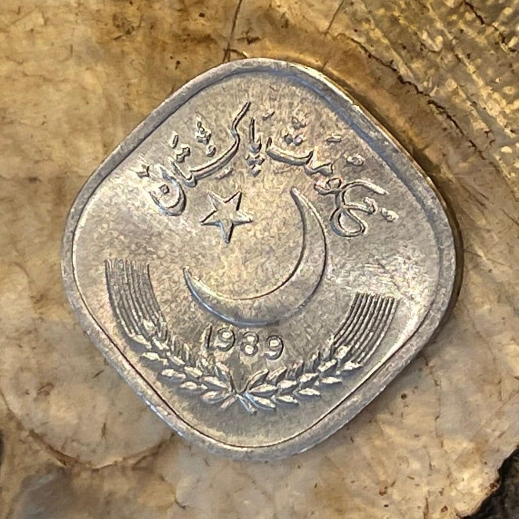 Star and Crescent 5 Paisa Pakistan Authentic Coin Money for Jewelry and Craft Making (Sugar Cane)