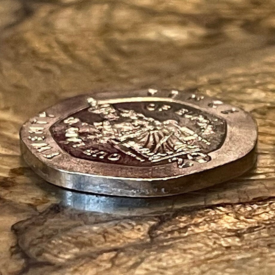 Our Lady of Europa with Crowned Christ Child 20 Pence Gibraltar Authentic Coin Money for Jewelry (Virgin Mary) (Heptagonal Coin) (Easter)