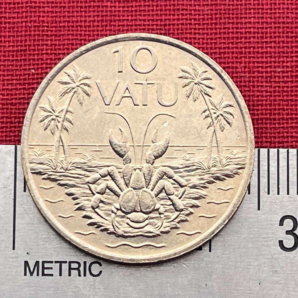 Coconut Crab 10 Vatu Vanuatu Authentic Coin Money for Jewelry and Craft Making (Robber Crab) (Palm Thief) (Hermit Crab) (Melanesia)