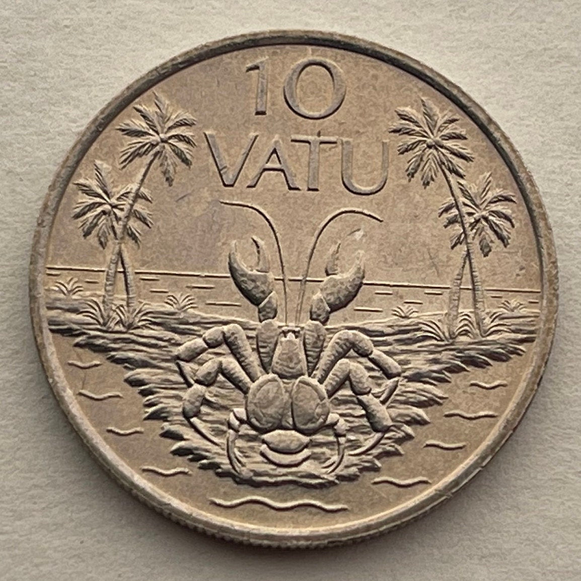 Coconut Crab 10 Vatu Vanuatu Authentic Coin Money for Jewelry and Craft Making (Robber Crab) (Palm Thief) (Hermit Crab) (Melanesia)