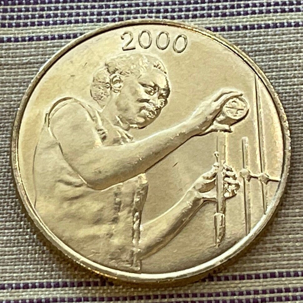 Woman Scientist & Akan Sawfish Goldweight 25 CFA Francs West African States Authentic Coin Money for Jewelry (Ashanti) (STEM for Girls)