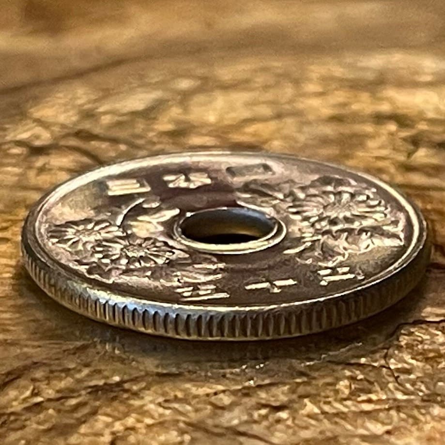 Chrysanthemums 50 Yen Japan Authentic Coin Money for Jewelry and Craft Making (Hole in Coin) (Imperial Family) (Kiku) (Longevity) (Nobility)