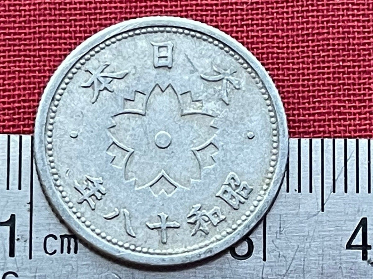 Chrysanthemum & Yae-Zakura Double Cherry Blossom 10 Sen Authentic Japan Coin Money for Jewelry (Empire of Japan) Sakura (Samurai Mortality)