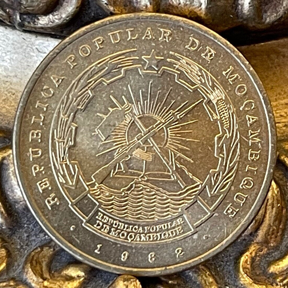 Woman Writer 1 Metical Mozambique Authentic Coin Money for Jewelry (Female Student) Barefoot Scholar (Girls in School) (Education of Women)