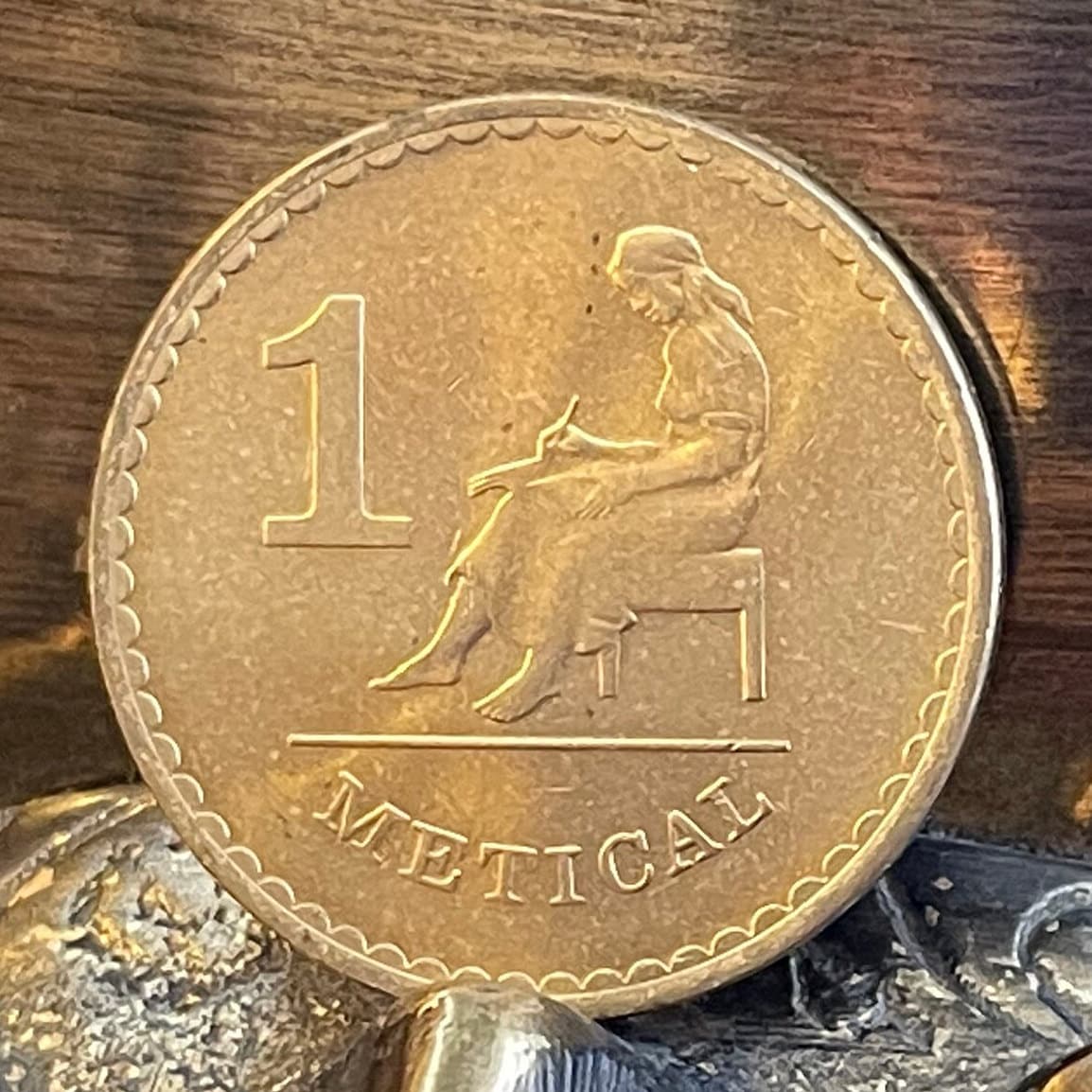 Woman Writer 1 Metical Mozambique Authentic Coin Money for Jewelry (Female Student) Barefoot Scholar (Girls in School) (Education of Women)