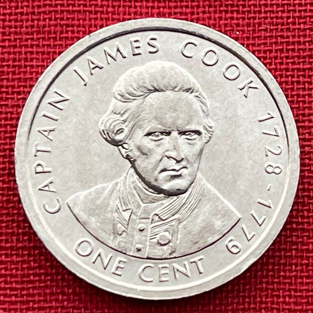 Captain James Cook 1 Cent Cook Islands Authentic Coin Money for Jewelry and Craft Making (2003) (Nautical) (Sailing)