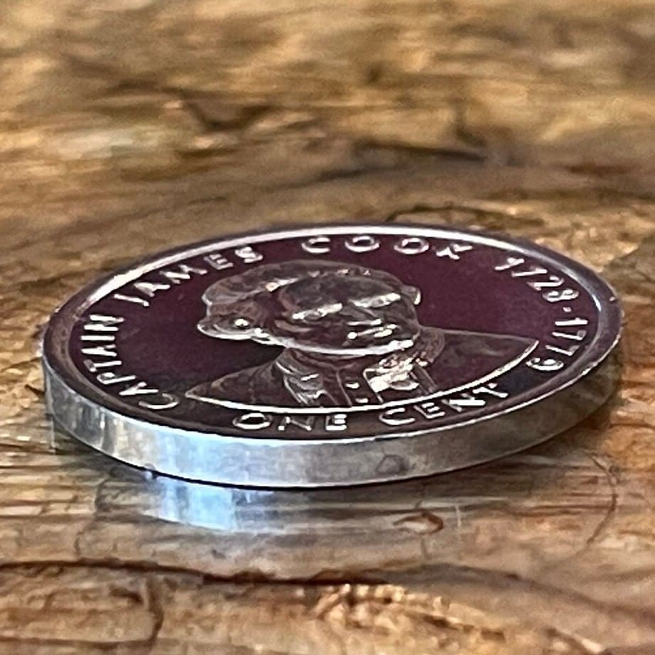 Captain James Cook 1 Cent Cook Islands Authentic Coin Money for Jewelry and Craft Making (2003) (Nautical) (Sailing)