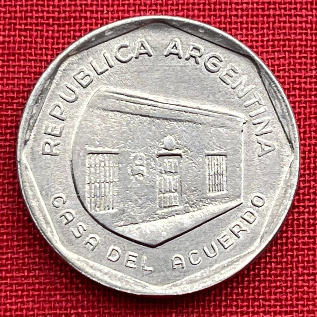 House of Agreement of San Nicolás 10 Australes Argentina Authentic Coin Money for Jewelry and Craft Making (Casa Del Acuerdo) (1989)