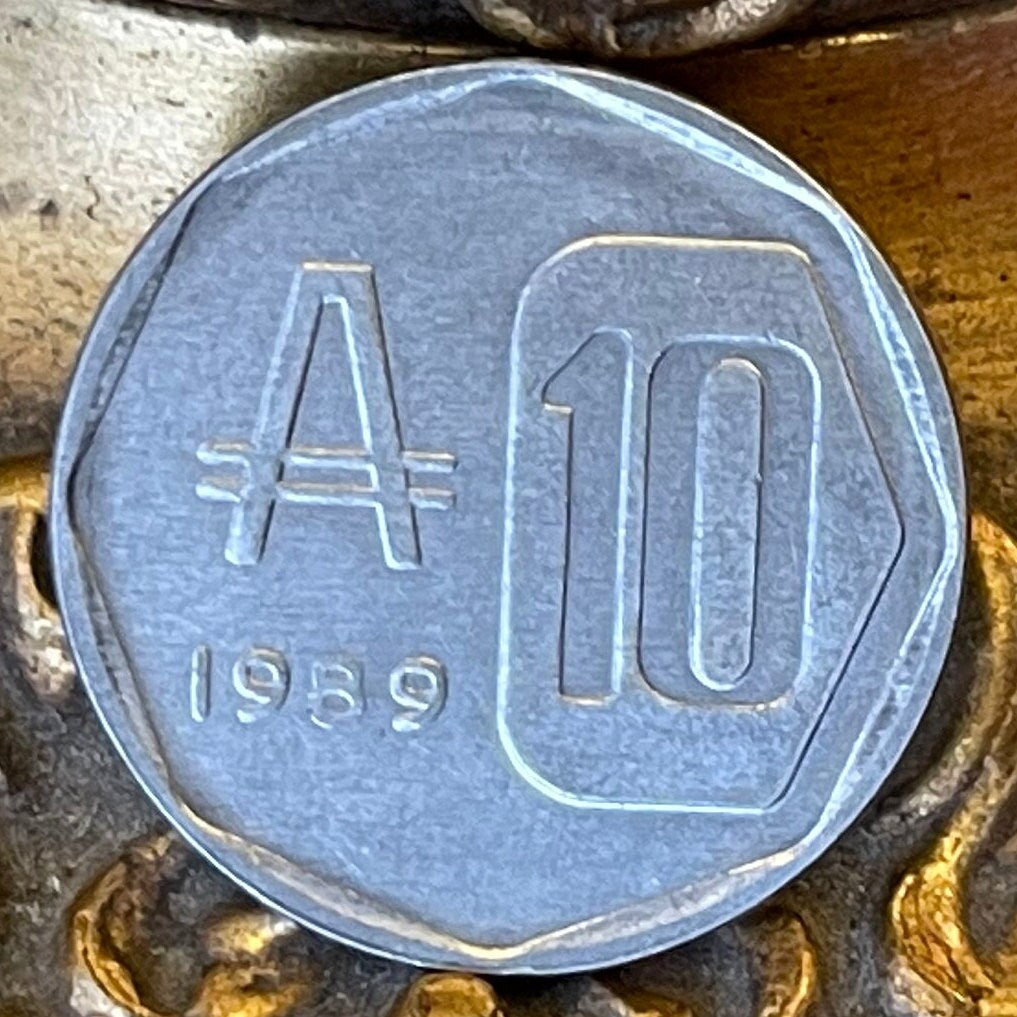 House of Agreement of San Nicolás 10 Australes Argentina Authentic Coin Money for Jewelry and Craft Making (Casa Del Acuerdo) (1989)