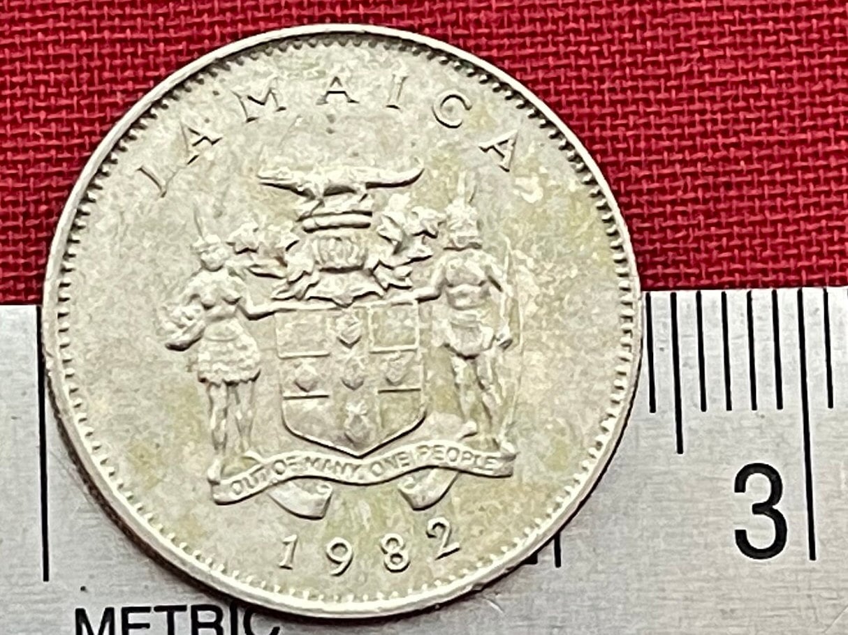 Homerus Swallowtail Butterfly & Roughbark Lignum-Vitae Flowers 10 Cents Jamaica Authentic Coin Money for Jewelry (CONDITION: FINE)