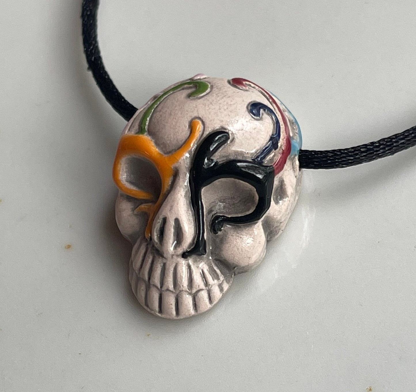 Sugar Skull Focal Bead Pendant-LIMITED EDITION-Dia de los Muertos, Day of the Dead-handmade ceramic bead charm pendant