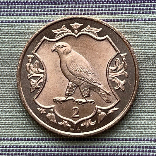 Peregrine Falcon 2 Pence Isle of Man Authentic Coin Money for Jewelry and Craft Making
