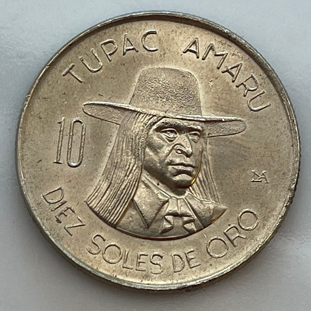 Revolutionary Tupac Amaru II 10 Soles (LARGE) Peru Authentic Coin Money for Jewelry and Craft Making (Indigenous Leader) (31 mm)