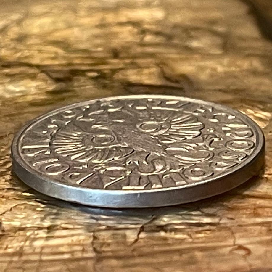 Crowned White Eagle 1923 50 Groszy Poland Authentic Coin Money for Jewelry and Craft Making (Second Polish Republic)