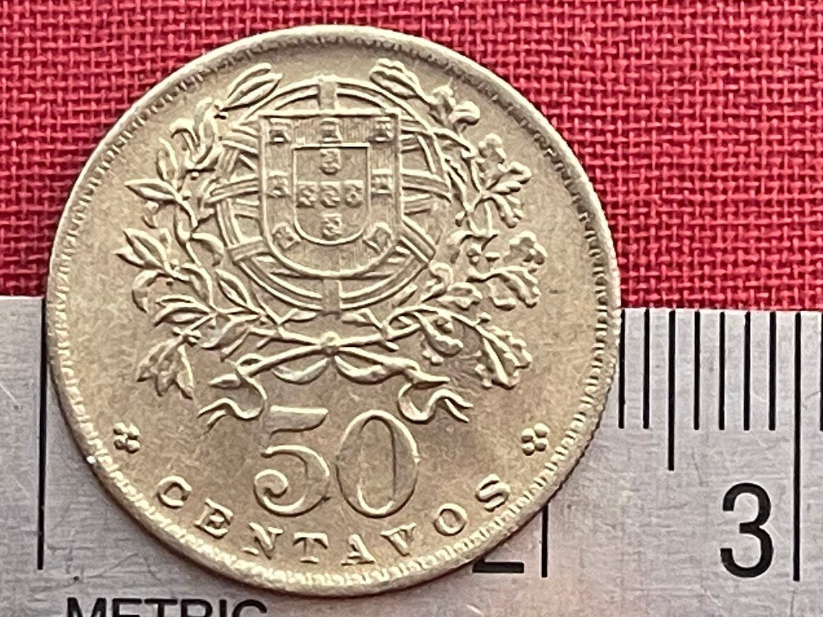 Effigy of the Republic 50 Centavos Portugal Authentic Coin Money for Jewelry and Craft Making (Phrygian Cap) (Liberty Cap)