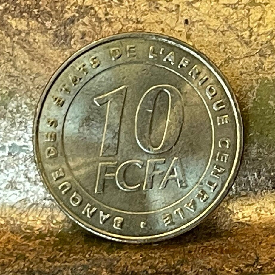 Cocoa & Cassava 10 Francs Central African States 10 CFA Francs Authentic Coin Money for Jewelry and Craft Making (Cacao) (Manioc)
