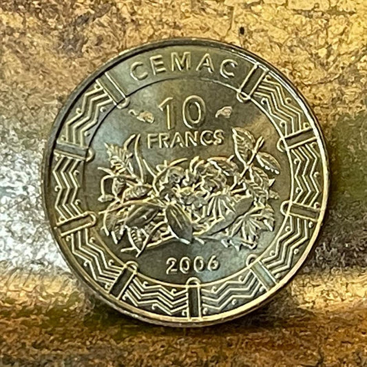 Cocoa & Cassava 10 Francs Central African States 10 CFA Francs Authentic Coin Money for Jewelry and Craft Making (Cacao) (Manioc)