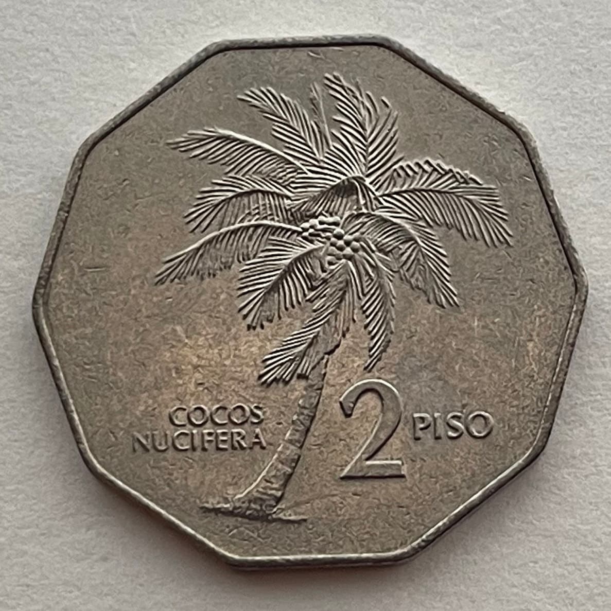 President Andrés Bonifacio & Coconut Palm 2 Piso Philippines Authentic Coin Money for Jewelry (Tree of Life) (Decagonal) (10-Sided) (Beach)