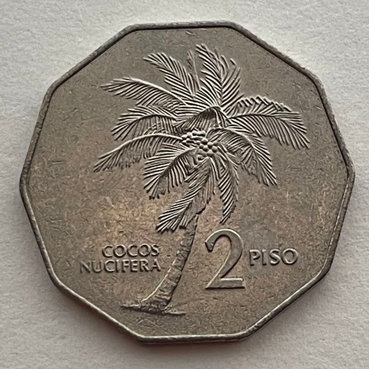 Coconut Palm & President Andrés Bonifacio 2 Piso Philippines Authentic Coin Money for Jewelry (Tree of Life) (Decagonal) (10-Sided) (Beach)