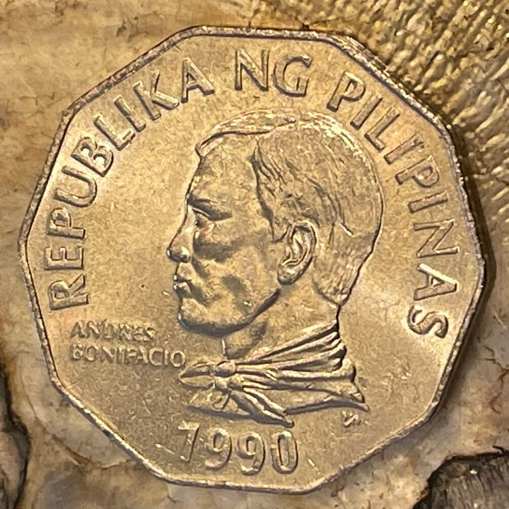 President Andrés Bonifacio & Coconut Palm 2 Piso Philippines Authentic Coin Money for Jewelry (Tree of Life) (Decagonal) (10-Sided) (Beach)