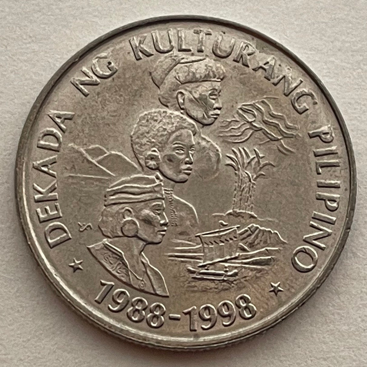 Diverse Filipino Cultures Aeta, Ifugao & Bagobo 1 Piso Philippines Authentic Coin Money for Jewelry and Craft Making (1989) (Indigenous)