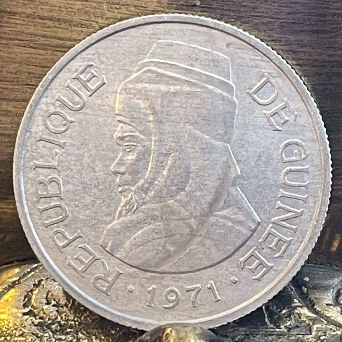 Almamy Samori Touré 5 Sylis Guinea Authentic Coin Money for Jewelry (Black Lives Matter) (Freedom Fighter) (1971) (Work Justice Solidarity)