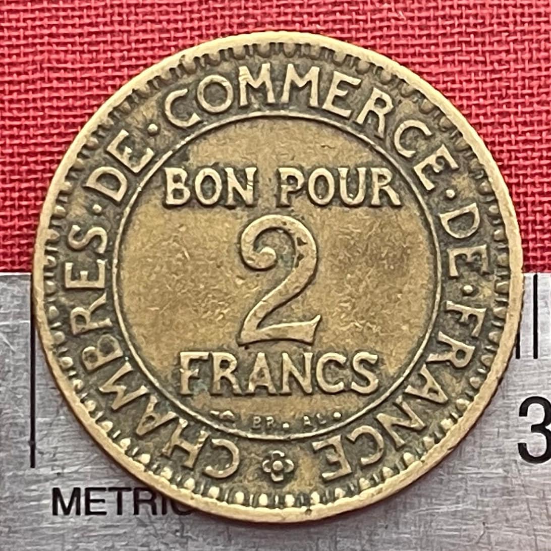 Mercury (Large) God of Commerce and Industry & Liberté, Égalité, Fraternité 2 Francs France Authentic Coin Money for Jewelry (Hermes)