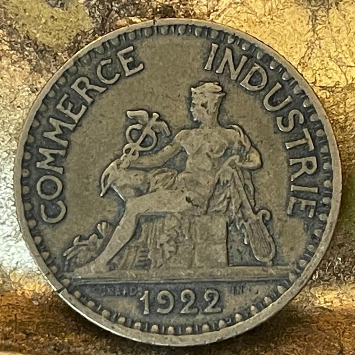 Mercury (Large) God of Commerce and Industry & Liberté, Égalité, Fraternité 2 Francs France Authentic Coin Money for Jewelry (Hermes)