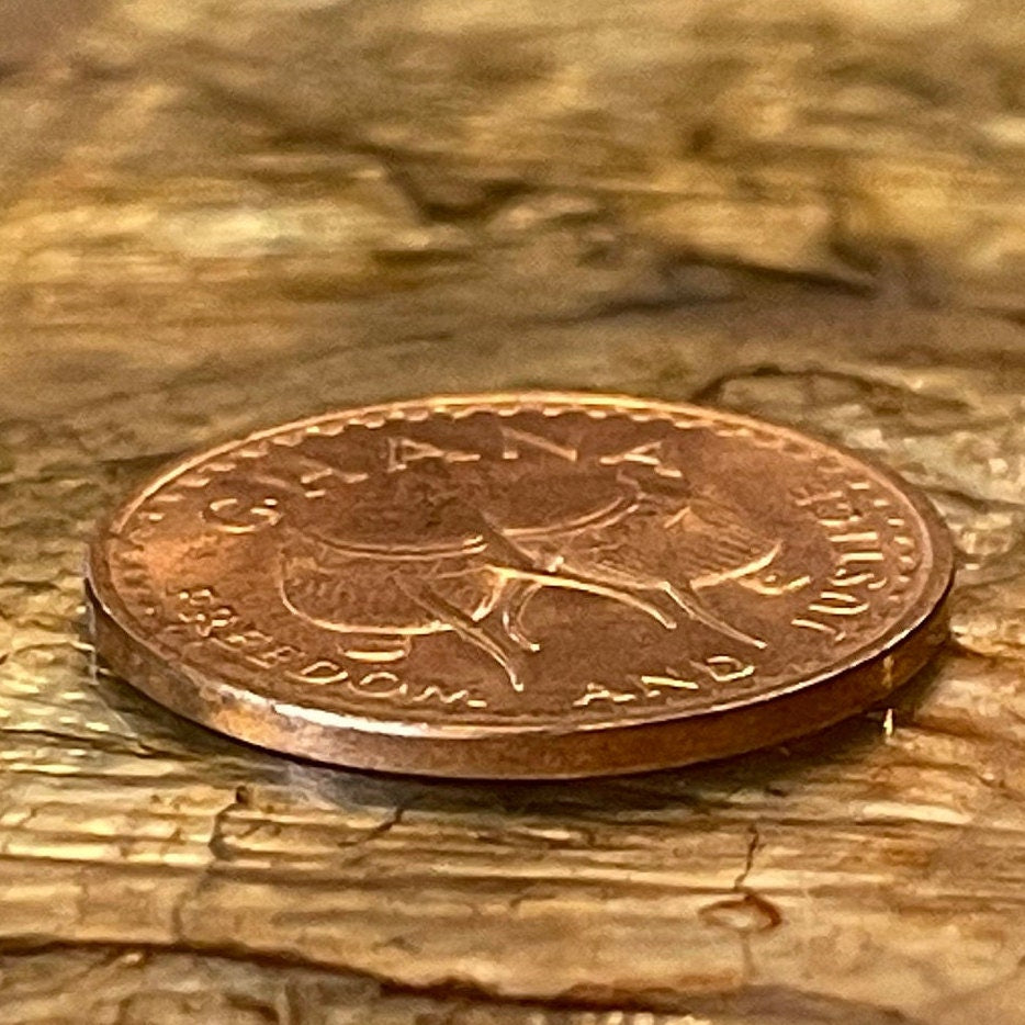 Atumpan Talking Drums & Black Star of Africa Half Pesewa Ghana Authentic Coin Money for Jewelry (Adowa Dance) (1967) (BLM) (Pan-African)