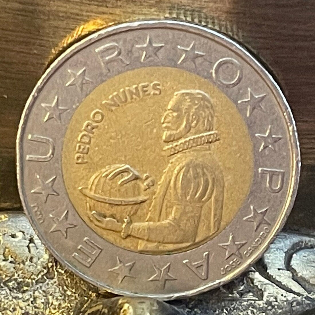 Mathematician Pedro Nunes 100 Escudos Portugal Authentic Coin Money for Jewelry (Nonius) (Loxodrome) (Bimetallic)