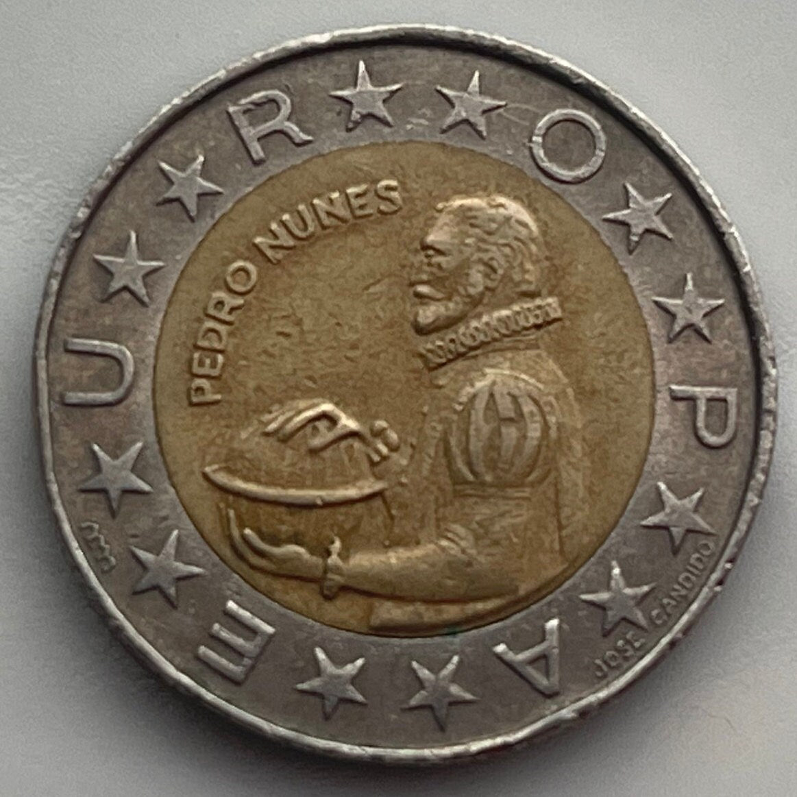 Mathematician Pedro Nunes 100 Escudos Portugal Authentic Coin Money for Jewelry (Nonius) (Loxodrome) (Bimetallic)