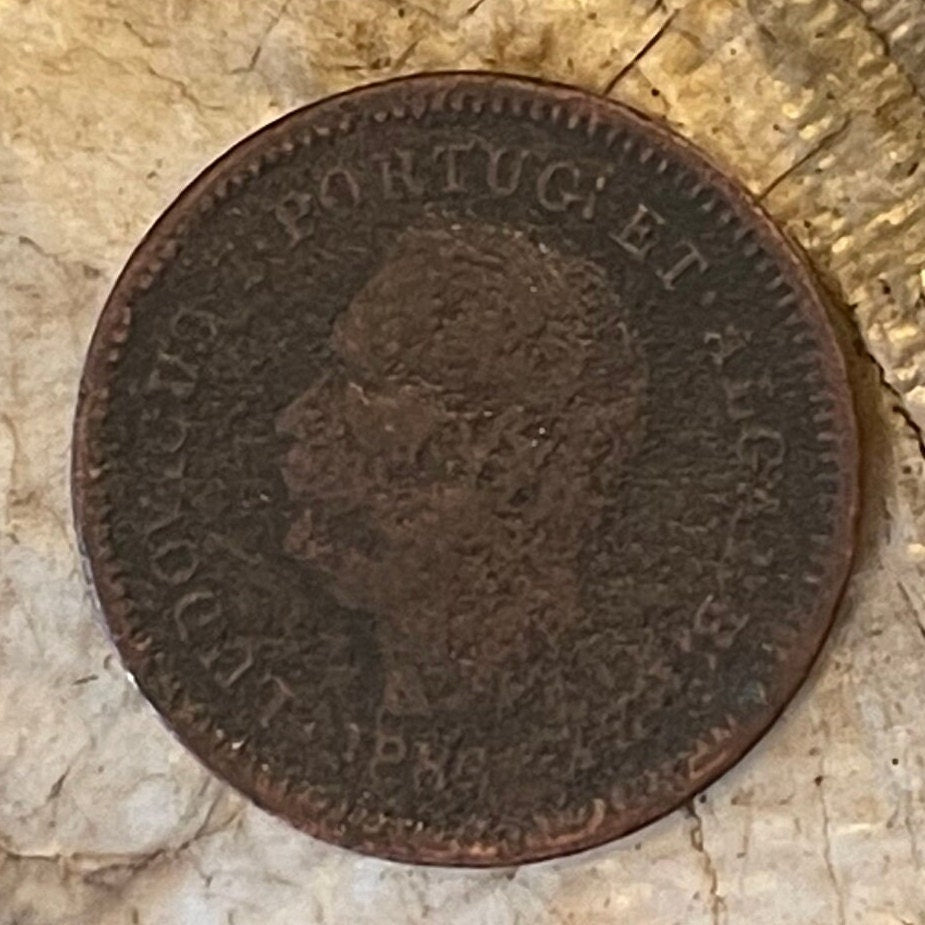 King Luís the Popular 1/8th Tanga Portuguese India Authentic Coin Money for Jewelry (Hamlet Translator) (Oitavo de Tanga) (Goa)