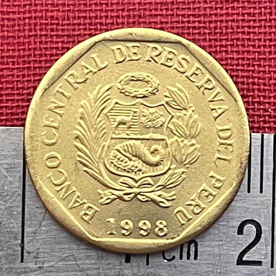 Chimú Bird & Fish Reliefs from Chan Chan 5 Céntimos Peru Authentic Coin Money for Jewelry and Craft Making