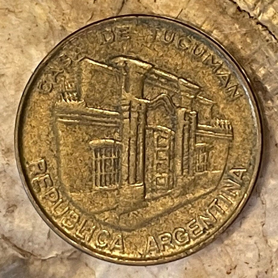 House of Independence at Tucumán 10 Pesos Argentina Authentic Coin Money for Jewelry (Casa de Tucumán) (Declaration of Independence)